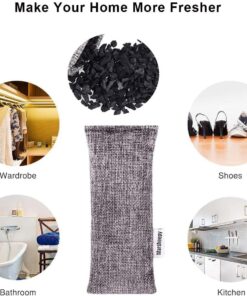 Marsheepy Natural Bamboo Charcoal Bags, Shoe Deodorizer and Odor Remover / Eliminatorr, 100% Smell Remover (60g X 6 PACK) Gray 21 71DE5ZEaHqL