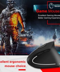 Vassink Ergonomic Mouse, Rechargeable Wireless Mouse, 2.4GHz Rechargeable Wireless Vertical Optical Mice with USB Receiver, 6 Buttons, 800/1200/1600 DPI, for Laptop, PC, Computer Black 27 71DEEfuwWTL