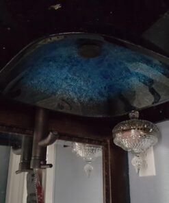 Elecwish Square Artistic Tempered Glass Vessel Sink Combo with Oil Rubber Bronze Faucet & Pop up Bathroom Bowl Ocean Blue (1/2" Compression) 19 71DEO94EB9L