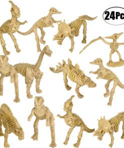 Bedwina Dinosaur Fossil Skeleton - (Pack of 24) 3.7 Inch Assorted Plastic Dino Figure Bones for Kids Science Dig Kit, Digging Sandbox Bins Play Toys, Party Favors, Birthday Decorations 20 71DFShMADoL