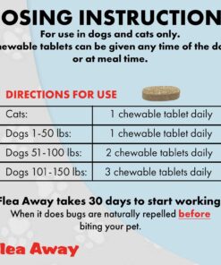 Flea Away All Natural Supplement for Fleas, Ticks, and Mosquitos Prevention for Dogs and Cats, 100 Chewable Treat Tablets, Single 1 Single 32 71DGfLeuRoL