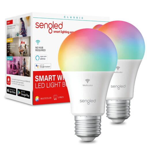 Sengled Smart WiFi Light Bulbs That Work with Alexa & Google Home, No Hub Required, LED Light Bulb A19 RGB Alexa Light Bulb , 2 Pack A19 - 2 Pack Multi-colored