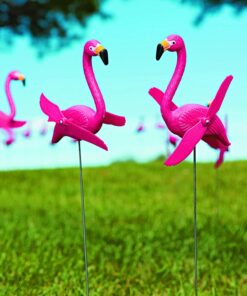 Fun Express Mini Pink Flamingos Yard Ornaments - Set of 6 Wind Spinner Flamingo Decor w/Twirling Wings 8 71DH2dlzSUS