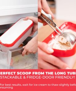 StarPack Long Scoop Reusable Ice Cream Containers with Lids (2-Pack) - Ice Cream Container for Home Made Ice Cream Storage, Soup & Food Storage - Durable Ice Cream Freezer Containers with Style! 2 Pack Cherry Red 27 71DHWItmziL 1