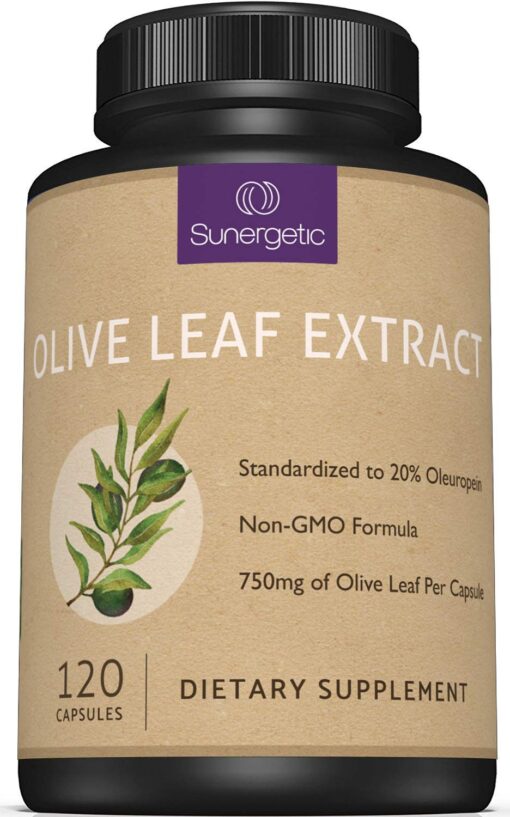 Premium Olive Leaf Extract Capsules – Standardized to 20% Oleuropein – Super Strength Olive Leaf Exact Supplement Supports Immune System & Cardiovascular Health – 750mg Per Capsule – 120 Capsules