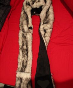 White Wolf Animal Hoods Hat, Mittens, Gloves, Scarf Paws Prints and Ears, Furry Hoodie 25 71DItAvrdQL