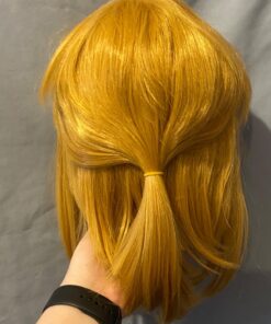 Linfairy Short Blonde Wig Halloween Cosplay Wig For Men Braid with 2 Elf Ear 60 71DJIVCYZL