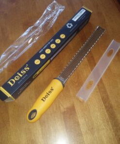 Deiss PRO Citrus Zester & Cheese Grater - Parmesan Cheese Lemon, Ginger, Garlic, Nutmeg, Chocolate, Vegetables, Fruits - Razor-Sharp Stainless Steel Blade, Wide, Dishwasher Safe (ORANGE) Orange 34 71DJKyfT6HL