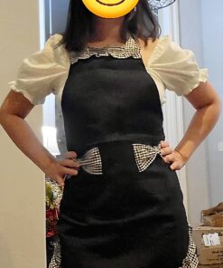 Hyzrz Cute Retro Lovely Vintage Ladies Kitchen Flirty Vintage Aprons for Women Girls with Pockets for Mothers Day Gift (Black) Black 33 71DKzxV3o4L