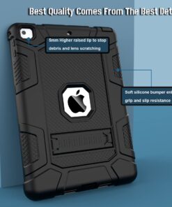 Rantice iPad 6th Generation Cases , 5th Case , Air 2 9.7 Shockproof Rugged Drop Protection Cover Built with Kickstand for 9.7'' A1893/A1954/A1822/A1823 (Black) Black 24 71DMVUnX3cL