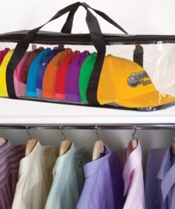 Houseables Baseball Cap Storage Bag, Hat Organizer Case, 23" x 6" x 8", Clear Plastic, Caps Holder, Moisture & Dust Proof, Black Handles, Box w/Zipper Closure, Stores & Racks 22 Hats, Dirt Protection 24 71DMcA2TFwL