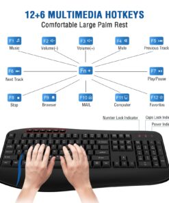 Wireless Keyboard Mouse Combo, EDJO 2.4G Full-Sized Large Wireless Keyboard with Comfortable Palm Rest and Optical Wireless Mouse for Windows, Mac OS PC/Desktops/Computer/Laptops 24 71DMuvDVEmL
