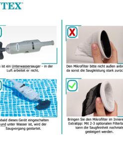 Intex Handheld Rechargeable Vacuum with Telescoping Aluminum Shaft and Two Interchangeable Brush Heads , Gray/Black 30 71DN8CrpJTL