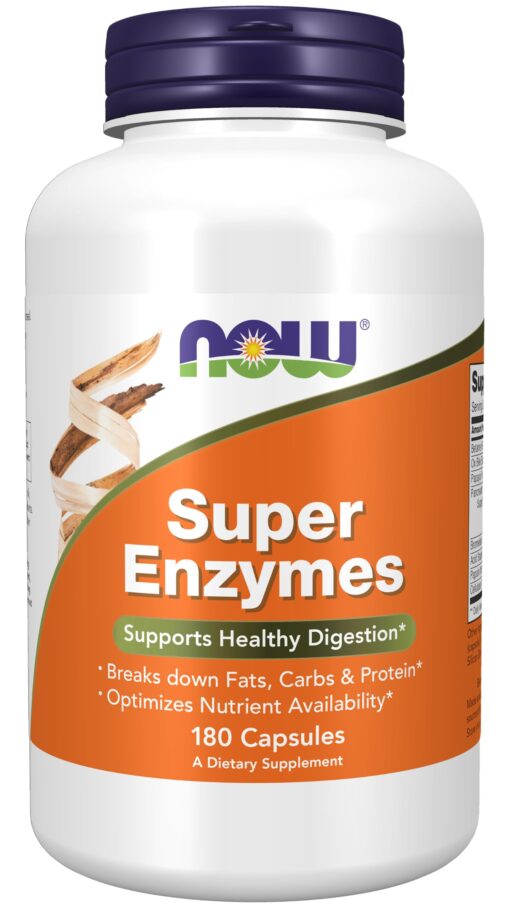 NOW Supplements, Super Enzymes, Formulated with Bromelain, Ox Bile, Pancreatin and Papain,180 Capsules 180 Count (Pack of 1)