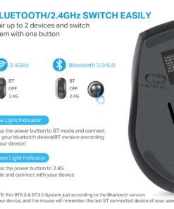 E-YOOSO Bluetooth Wireless Mouse, 3 Modes Bluetooth 5.0 & 3.0 Mouse 2.4GHz Ergonomic Wireless Optical Mouse with USB Nano Receiver, 5 Adjustable DPI Levels, 6 Buttons for Laptop, MacBook, iPad, PC Black(Bluetooth+Wireless) 37 71DQVbysDyL
