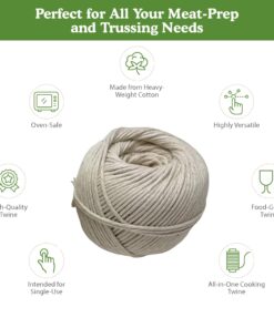 Regency Wraps Butchers Cooking Twine, Made of Heavy-Weight Natural Cotton for Turkey Trussing and Meat Prep for Roasting 200 ft Ball 200 ft Ball (Pack of 1) 9 71DQjKMmrAL