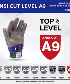 Schwer ANSI A9 Cut Resistant Glove, Stainless Steel Mesh Metal Glove, Food Grade for Kitchen Cooking, Butcher Meat Cutting, Oyster Shucking, Mandoline, Fishing(L, 1 PCS) Large (Pack of 1) 1.0 Steel Wire 17 71DSqxfEciL