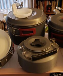 Bulin 24/13/11/8/4 PCS Camping Cookware Mess Kit Lightweight Backpacking Cooking Set Outdoor Cook Gear for Family Hiking, Picnic(Kettle, Pot, Frying Pan, Bowls, Plates, Spoon) 13 PCS 44 71DTJGTuoIL