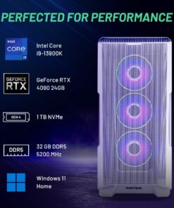 Skytech Pro Eclipse Gaming PC Desktop - Intel Core i9 13900K 3.0 GHz, NVIDIA RTX 4090 24GB, 1TB NVME Gen4 SSD, 32GB DDR5 RAM, 420mm All-in-One Liquid Cooler, Windows 11 16 71DUcsglxeL
