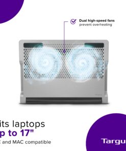 Targus Portable Chill Hub with High Speed Fans Ventilation Prevents Overheating, 4-Port USB Hub, Rubber grips, Cooling Pad for up to 17-Inch Laptop (AWE84US) 17 inch Mat 8 71DUntPnSxL