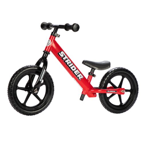 Strider 12” Classic Bike - No Pedal Balance Bicycle for Kids 18 Months to 3 Years - Includes Built-In Footrest, Handlebar Grips & Flat-Free Tires Strider Red