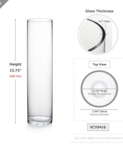 Alternative view of WGVI Cylinder Vase Bulk Bulk, 4" W x 16" H, Floral Container, Glass Candle Holder Centerpiece Planter Terrarium for Wedding Party Event, Home Office Decor, Clear, 12 Pieces 16"H 4"w-12p