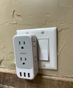 Multi Plug Outlet Extender with USB, TESSAN Electrical 7 Outlet Splitter with 3 USB Wall Charger, Multiple Power Expander for Cruise, Office, Home, Dorm Essentials Gray 3 USB A 29 71DWCtmlYYL