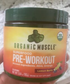 Organic Muscle Superfood Pre Workout Powder for Men & Women, Lemon Berry - USDA Organic Preworkout Supplement for Endurance - Vegan, Natural, Plant-Based, & Low Caffeine Pre-Workout Energy Powder Large (Pack of 1) 25 71DYgHZHiL