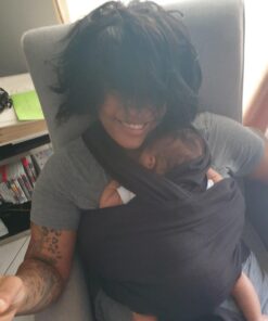 CuddleBug Baby Wrap Sling + Carrier - Newborns & Toddlers up to 36 lbs - Hands Free - Gentle, Stretch Fabric - Ideal for Baby Showers - One Size Fits All (Black) Black 32 71DYrM7kDGL