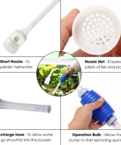 SunGrow Aquarium Maintenance Kit with Priming Bulb, 65-Inches, Easy to Use, Perfect for Small Fish Tanks, 2-Minutes to Assemble (3.5" nozzle length) Blue Sand Cleaner ( 3.5" nozzle length ) 20 71DaHTG81L