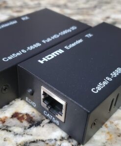 HDMI Extender, 1080P HDMI Transmitter and Receiver Up to 60 Meters(196ft), HDMI Ethernet Sender Repeater Over Singal RJ45 Cat5e/Cat6/Cat7 Ethernet LAN Cable, HDMI to RJ45 and RJ45 to HDMI Transmitter 57 71DaUFMC0bL