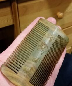 Myhsmooth GS-SM-NF Handmade Natural Green Sandalwood No Static Comb Pocket Comb Perfect Beard Comb with Aromatic Scent for Long and Short Beards Perfect Mustache Comb(4" Long Two Sides) 26 71DaWqXMNL
