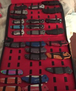 UNITED CUTLERY Large Pocket Knife Storage Case – Faux Leather Exterior, Felt-Lined Interior, Elastic Straps for Knives, Zipper Closure, Holds 40 Knives, For Protecting and Storing Knife Collection 26 71DbBJspRLL