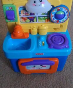 Fisher-Price Laugh & Learn Toddler Playset, Learning Kitchen with Music Lights & Bilingual Content for Baby to Toddler Pretend Play SIOC/FFP Frustration-Free Packaging 26 71DbPr1od3L