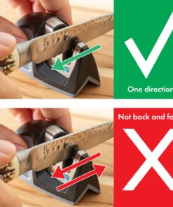 KitchenIQ 50009 Edge Grip 2-Stage Knife Sharpener, Black, Coarse & Fine Sharpeners, Compact for Easy Storage, Stable Non-Slip Base, Soft Grip Rubber Handle, Straight & Serrated Knives 33 71DcDHFBuNL