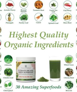 Pinnacle of Wellness Ultimate Organic Green Superfood Powder - Berry Flavor - 30 Servings 9.5oz (266.1g) 14 71DcKY ex1L