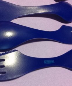 Tapirus 4 Blue Spork to Go Set - Durable and BPA Free Sporks - Spoon, Fork and Knife Combo Utensils Flatware - Mess Kit for Camping, Hunting and Outdoor Activities - Comes in a Carrying Case (Blue) 28 71Dcon03DhL