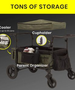 Jeep Deluxe Wrangler Stroller Wagon with Cooler Bag and Parent Organizer by Delta Children, Black/Green 32 71DcqRC4PhL