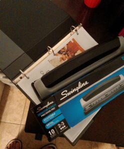 Swingline 3 Hole Punch, 2- 3 Hole Adjustable Desktop Puncher, 10 Sheet Punch Capacity, Precision Pro, Black/Silver (74037) 30 71Dcr5oqAL