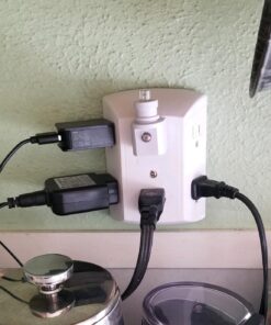 GE 6-Outlet Extender, Grounded Wall Tap, Adapter Spaced Outlets, 3-Prong, Multiple Plug, Quick and Easy Install, Cruise Essentials, UL Listed, White, 50759 1 Pack Standard Power Strip 35 71DdWOg4JaL