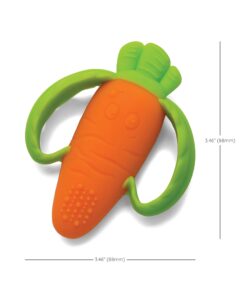 Infantino Lil' Nibbles Textured Silicone Baby Teether - Sensory Exploration and Teething Relief with Easy to Hold Handles, Orange Carrot, 0+ Months 22 71Ddmb chML