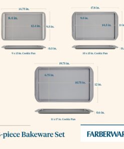 Alternative view of Farberware Bakeware Nonstick Cookie Baking Sheets, 3-Piece Set, Gray