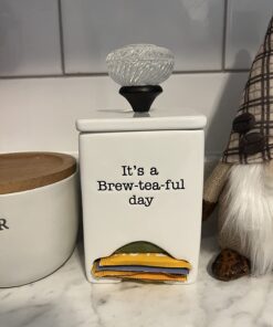 Mud Pie FBA_ Ceramic Tea Bag Caddy, White 38 71Df3js2H6L