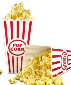 Alternative view of Novelty Place Plastic Red White Striped Classic Popcorn Containers for Movie Night - 7.8 inch Tall x 3.8 inch Square (4 Pack) 4