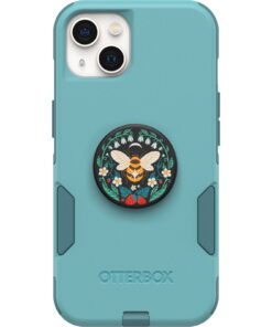 Alternative view of OtterBox Bundle: COMMUTER SERIES for iPhone 13 - (RIVETING WAY) + PopSockets PopGrip - (BEE BOHO) Teal/BEE BOHO RIVETING WAY