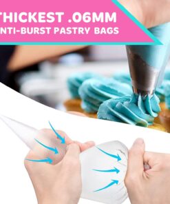 Bakers dozen Premium Piping Bags 12" with Extra Tickness | 100 Disposable Pastry Bags with 1 Coupler and 2 Ties | Kitchen Icing Bags | Cake Decoration Piping Bags | Anti-Burst and Non-slip Piping Bag 12 IN 100 Pastry Bags Pieces 34 71Dh186ctdL