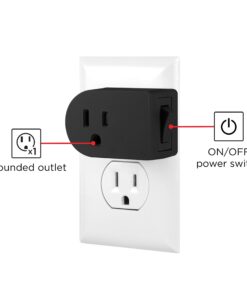 Alternative view of UltraPro Grounded On/Off Outlet Power Switch, 3 Prong, Easy to Install, for Indoor Lights and Small Appliances, Energy Efficient, Space Saving Design, UL Listed, Black, 57316 1 Pack