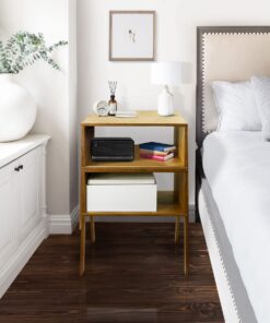 LASUAVY Bamboo Nightstands Set of 2 – Stackable Side Tables with Open Storage Compartment – Rustic Wood Bedside Tables for Bedroom, Living Room, Nursery – Modern and Versatile,Natural 1 33 71DjmjoBwmL