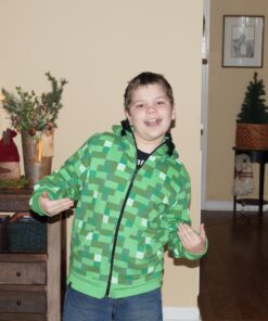 JINX Minecraft Big Boys' Creeper Zip-Up Costume Hoodie, with Mask X-Large Green 19 71DjyLAs1oL