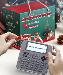 Makeid Label Maker E1 - Bluetooth Rechargeable Label Maker Machine - QWERTY Keyboard Labeler, 3.4" Backlighting LCD Screen - Prints 9~12mm & Label Margin <=1mm Black 12 71DkAqr00FL